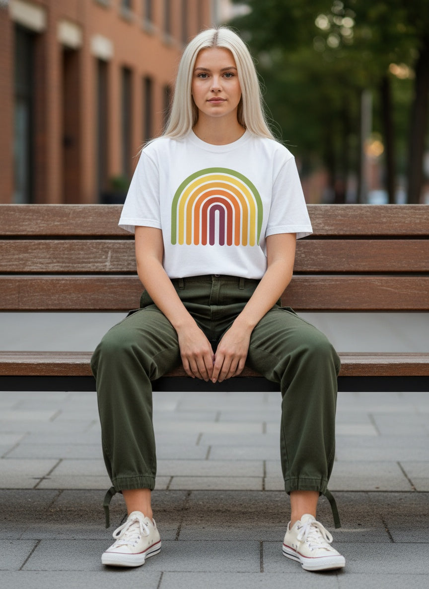 Retro Rainbow Burnout T-Shirt