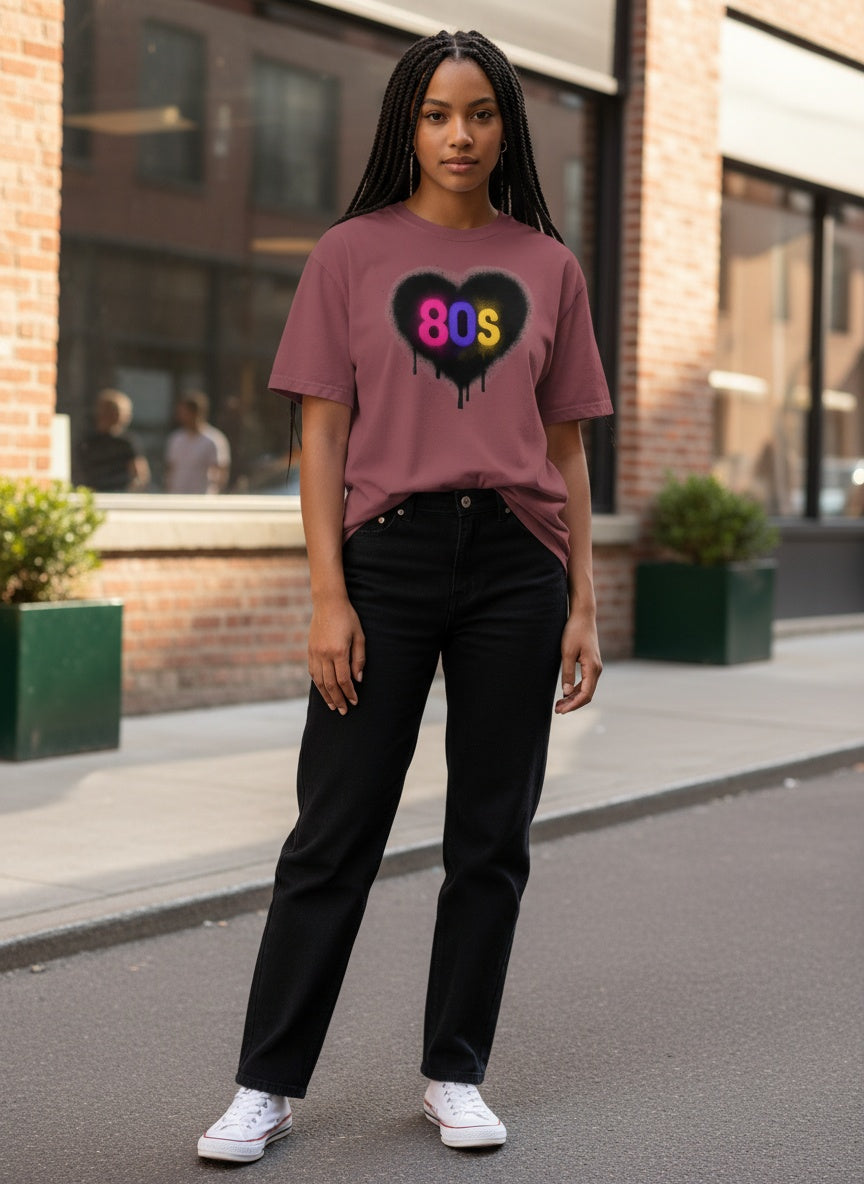 I Love The 80s Heart Cotton T-Shirt