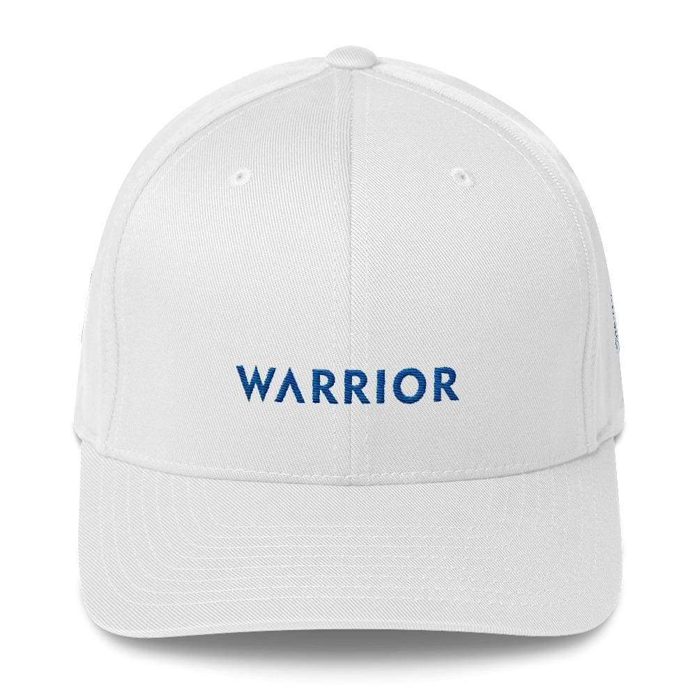 Warrior & Colon Cancer Awareness Fitted Twill Baseball Hat with Dark Blue Ribbon