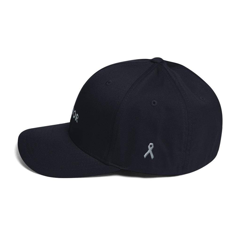 Warrior & Grey Ribbon Fitted Hat - Parkinson's and Brain Tumor Awareness