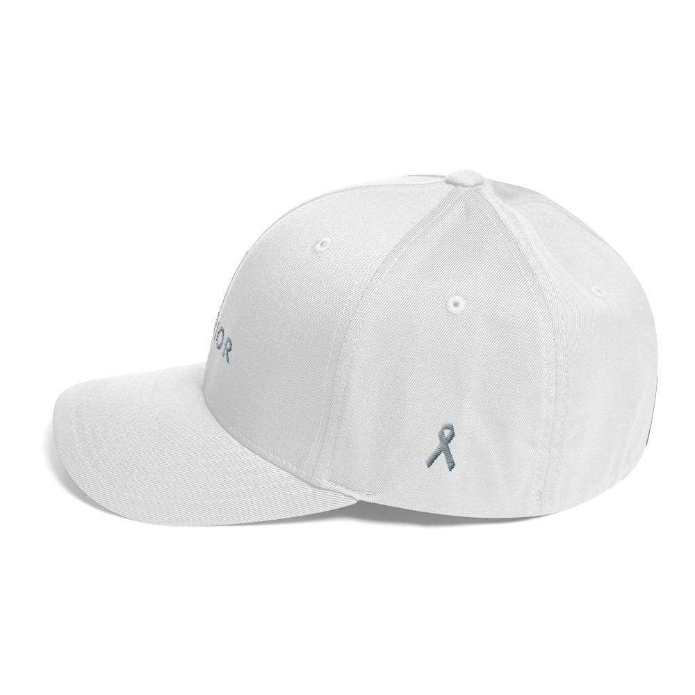 Warrior & Grey Ribbon Fitted Hat - Parkinson's and Brain Tumor Awareness