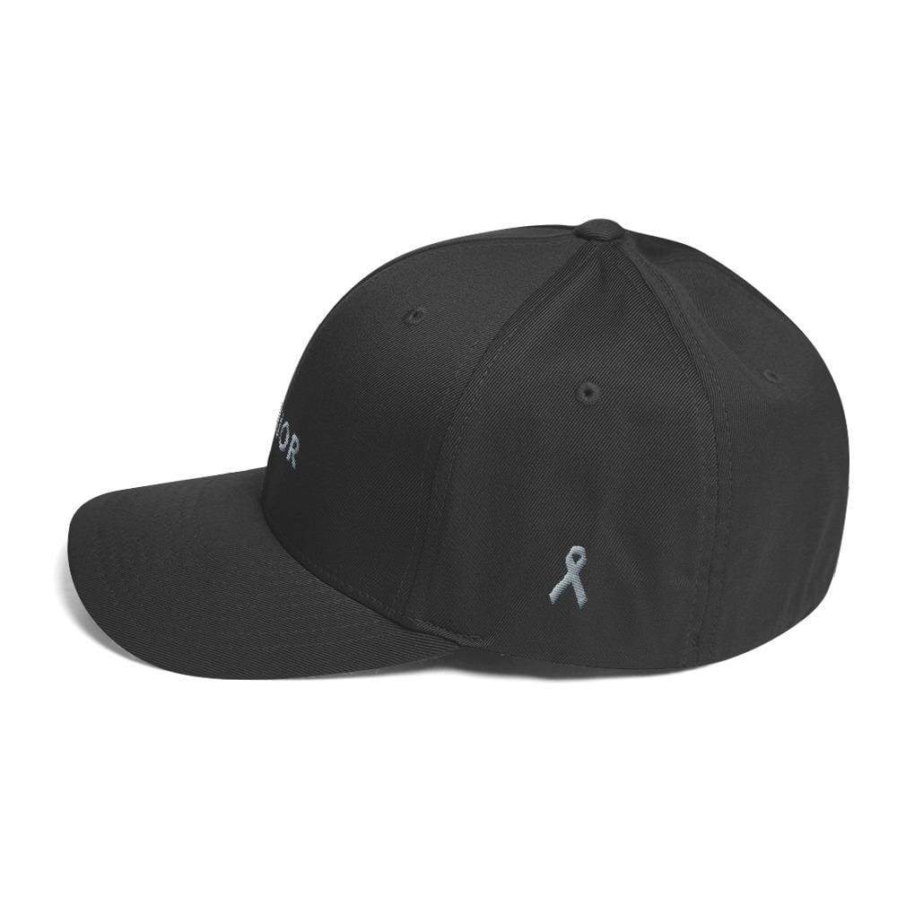 Warrior & Grey Ribbon Fitted Hat - Parkinson's and Brain Tumor Awareness