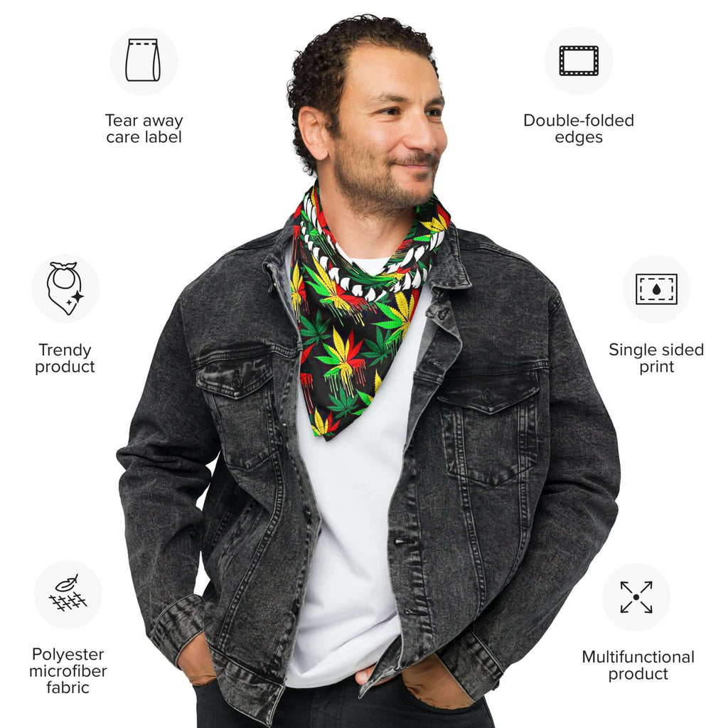 Weed Print 420 Rave Bandana Reversible Face Dust Mask for Music Festivals
