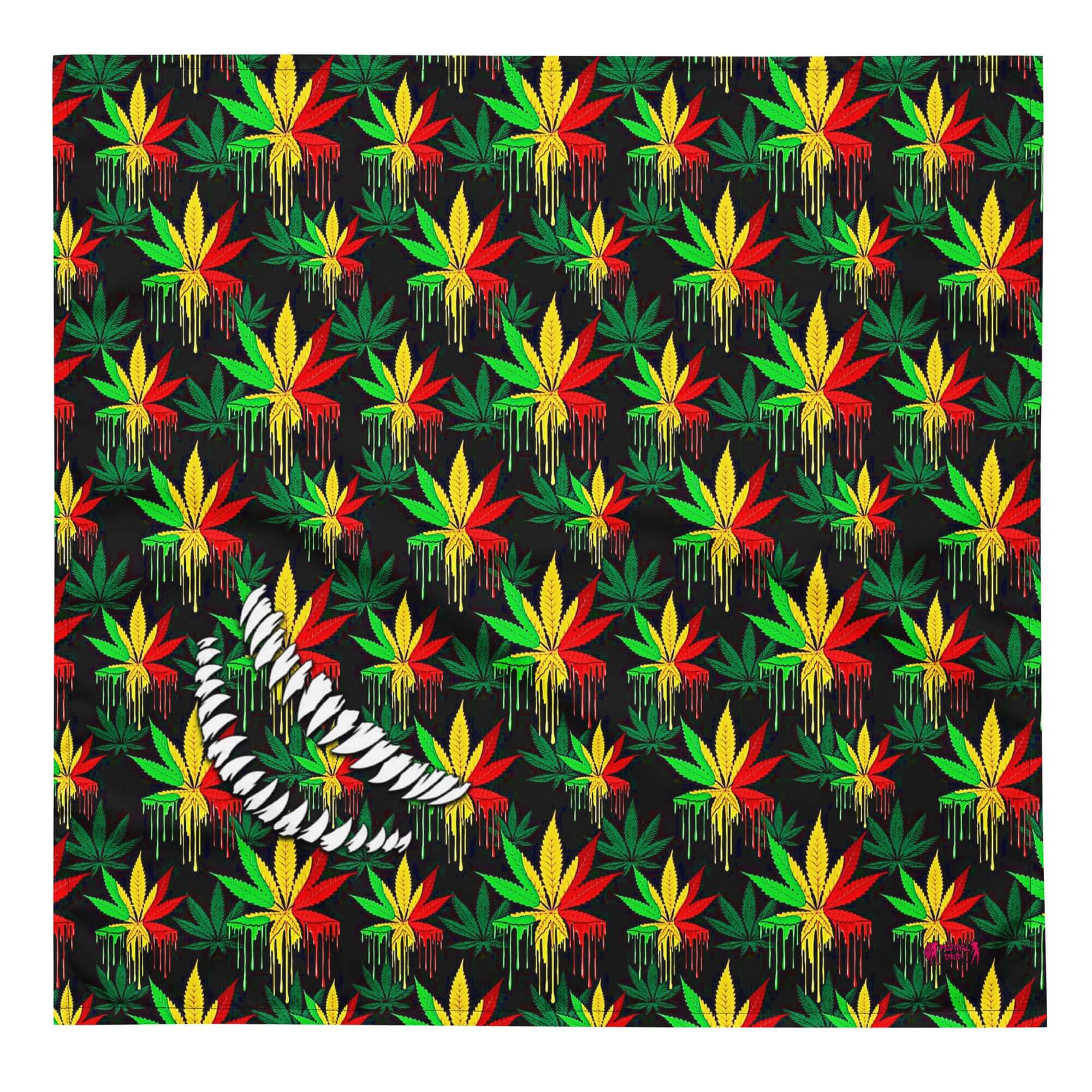 Weed Print 420 Rave Bandana Reversible Face Dust Mask for Music Festivals