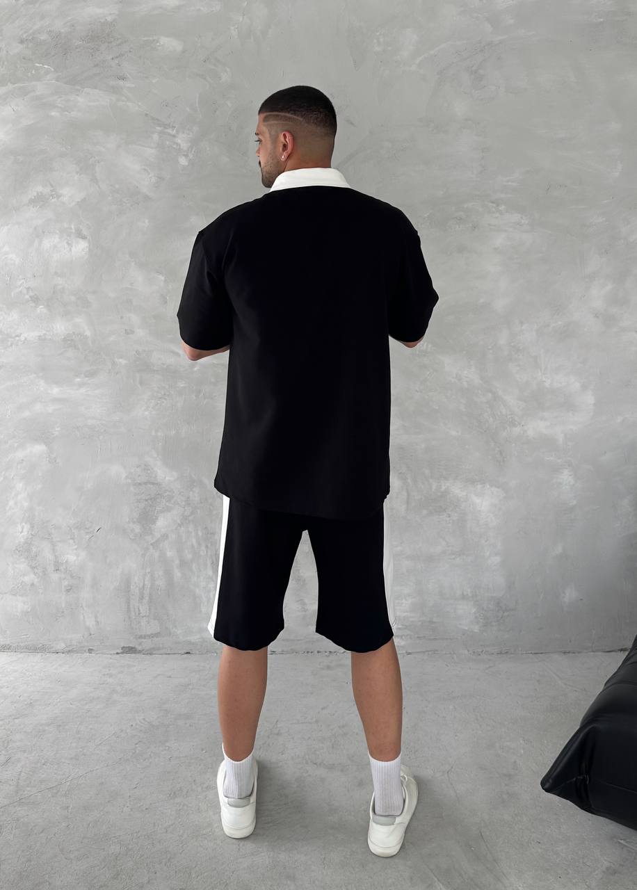 Elite Club Style Men's Polo & Shorts Set – Tailored Athletic Look with Crest Detail