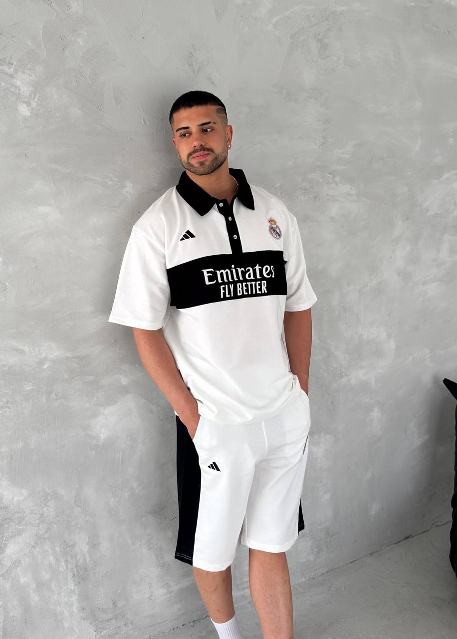 Elite Club Style Men's Polo & Shorts Set – Tailored Athletic Look with Crest Detail
