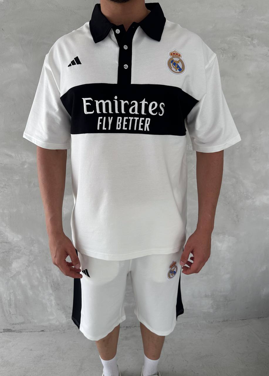 Elite Club Style Men's Polo & Shorts Set – Tailored Athletic Look with Crest Detail