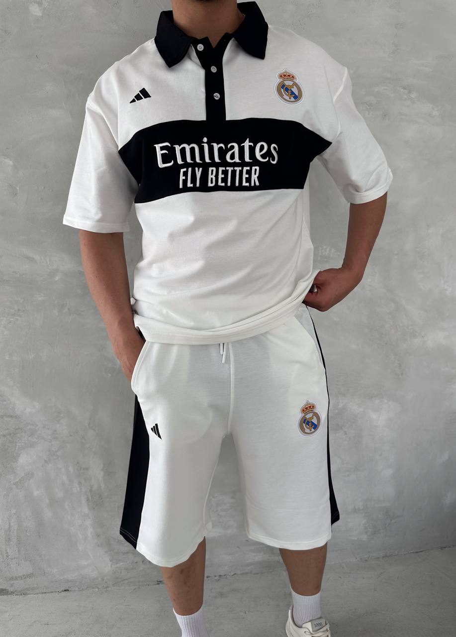 Elite Club Style Men's Polo & Shorts Set – Tailored Athletic Look with Crest Detail