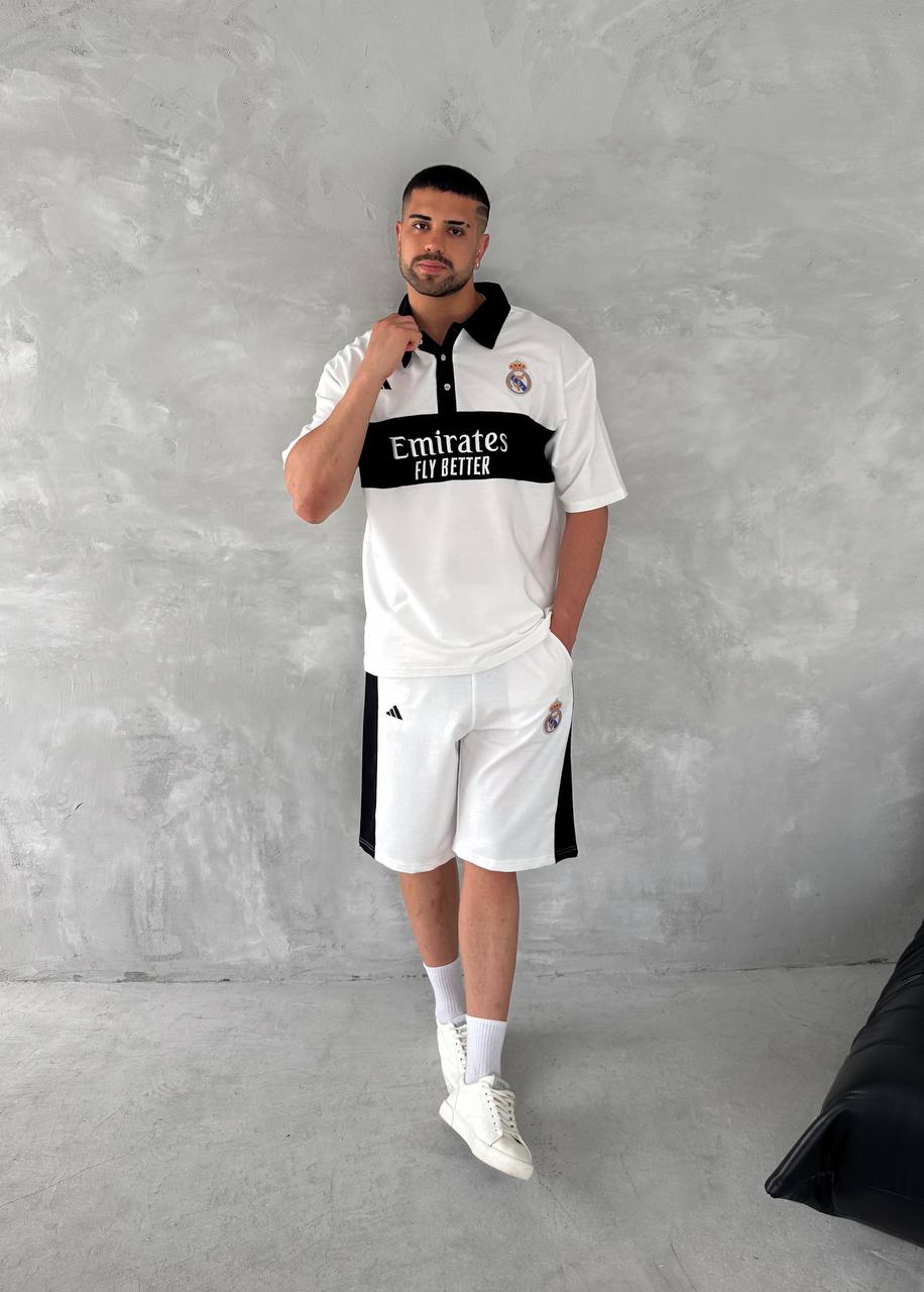 Elite Club Style Men's Polo & Shorts Set – Tailored Athletic Look with Crest Detail
