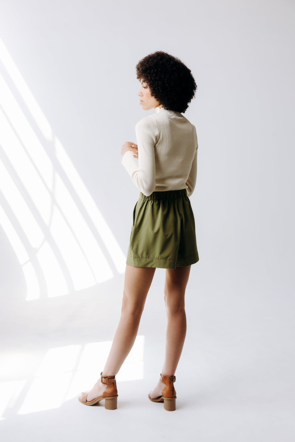 Wide Leg Faux Cuff Shorts