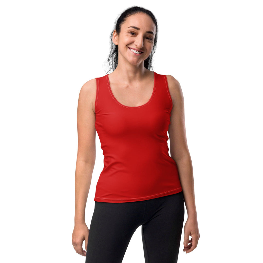 Womens Stretch Fit Tank Top - Vibrant Red Sleeveless Athletic Shirt for Workout