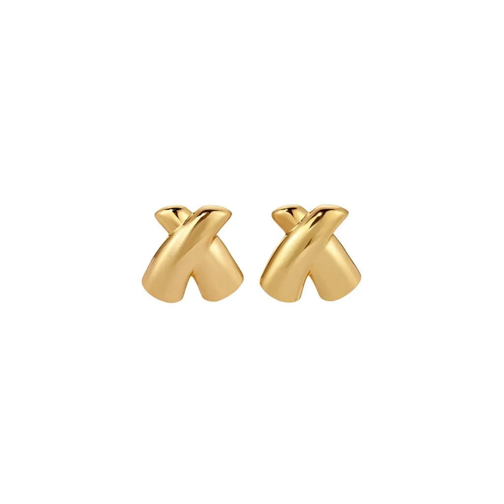 X-shape Gold Earrings