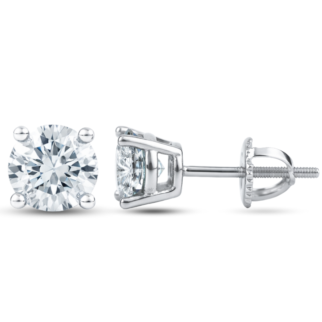 Moissanite Stud Solitaire Earrings in 925 Sterling Silver
