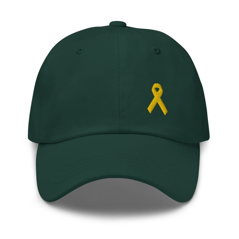 Yellow Ribbon Awareness Dad Hat for Sarcoma, Suicide Prevention & Military Causes