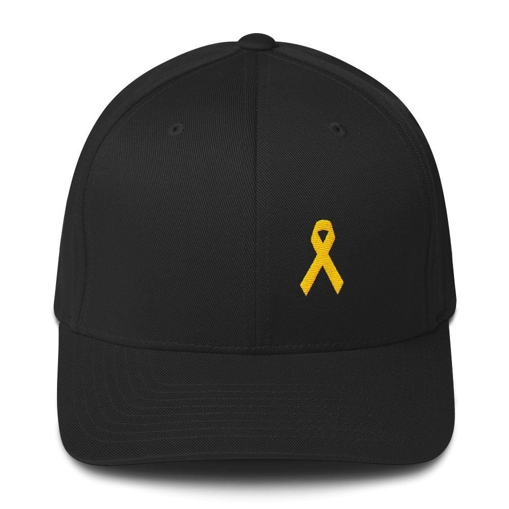 Yellow Ribbon Twill Fitted Hat for Sarcoma Awareness, Military Causes, and Suicide Prevention