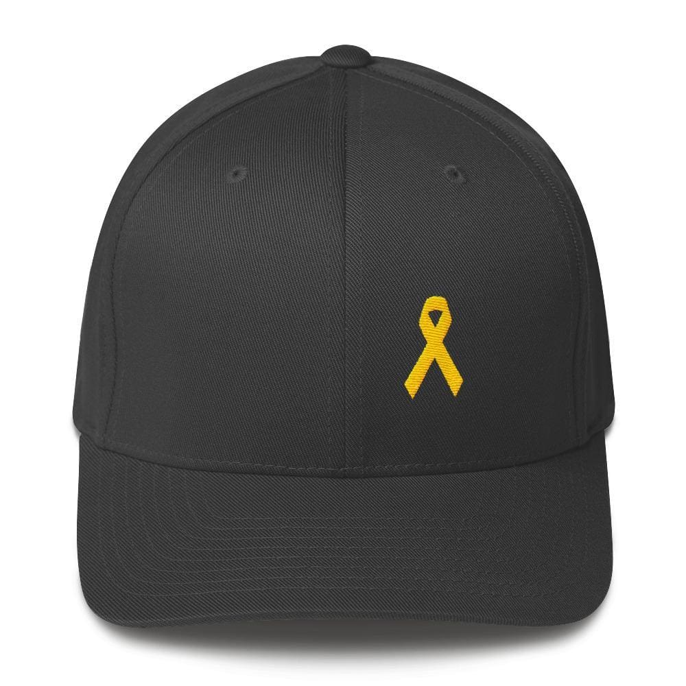 Yellow Ribbon Twill Fitted Hat for Sarcoma Awareness, Military Causes, and Suicide Prevention