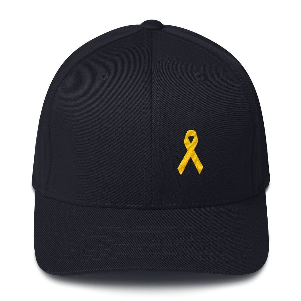 Yellow Ribbon Twill Fitted Hat for Sarcoma Awareness, Military Causes, and Suicide Prevention