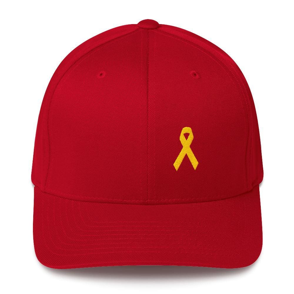 Yellow Ribbon Twill Fitted Hat for Sarcoma Awareness, Military Causes, and Suicide Prevention