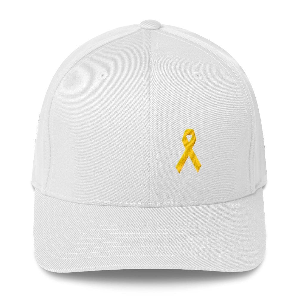 Yellow Ribbon Twill Fitted Hat for Sarcoma Awareness, Military Causes, and Suicide Prevention