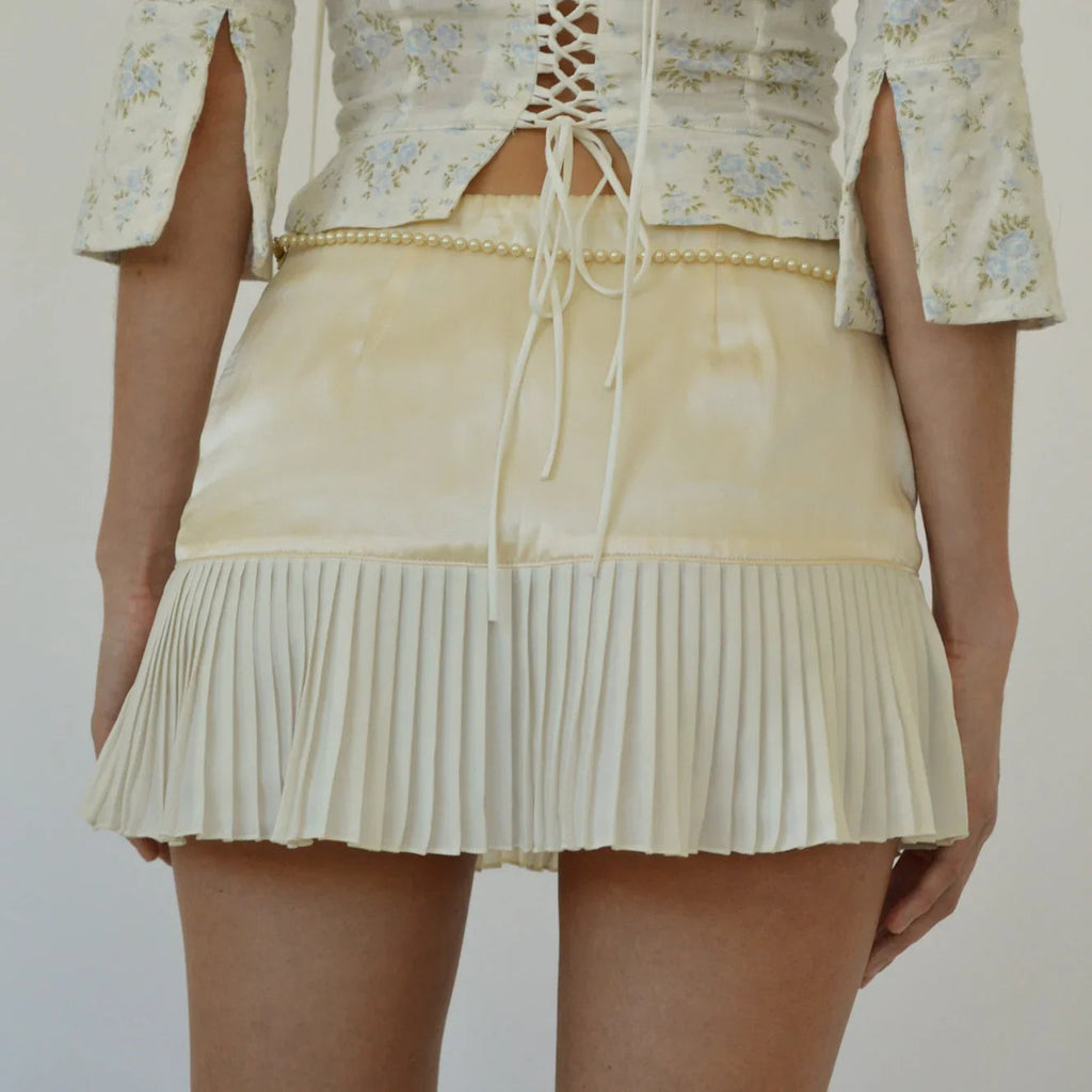 Zeina Satin Pleated Mini Skirt