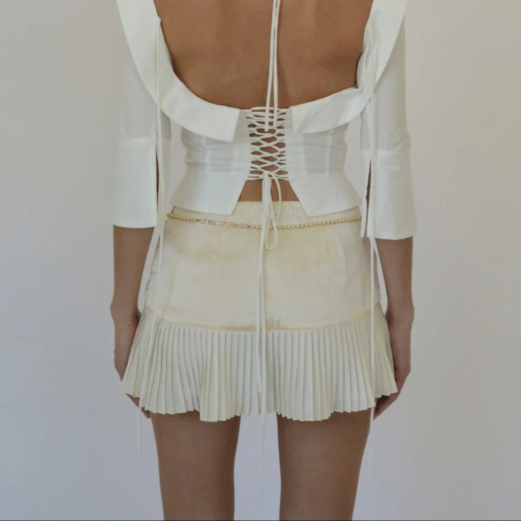 Zeina Satin Pleated Mini Skirt