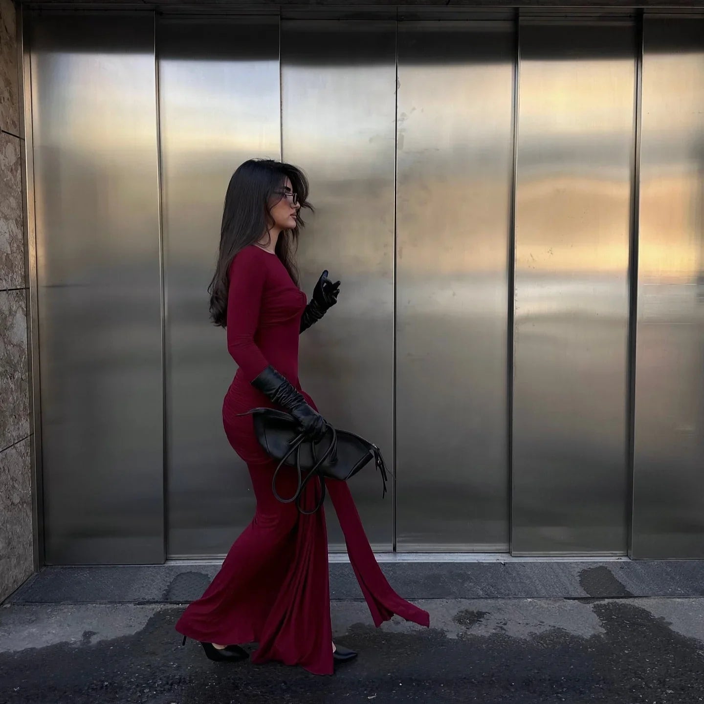 Zola Twist Detail Burgundy Maxi Dress