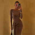 Zola Twist Detail Khaki Maxi Dress
