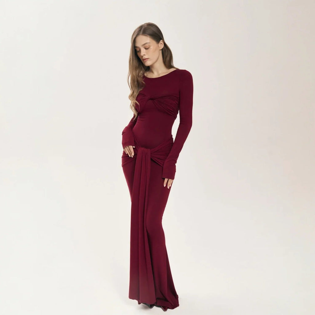 Zola Twist Detail Burgundy Maxi Dress